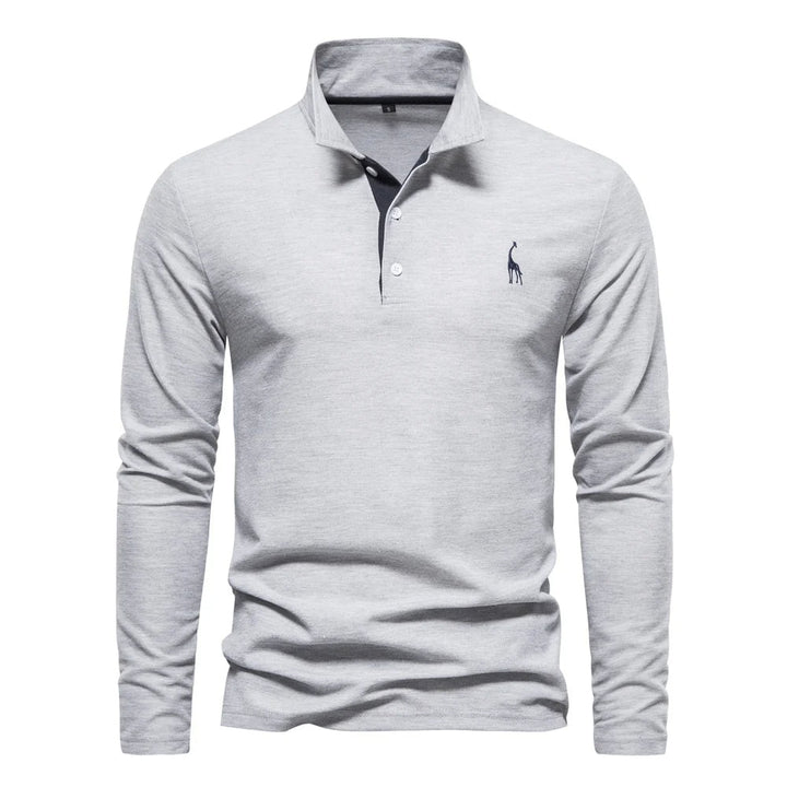 "Eleganter Herren Polo Pullover in Blau, Grau oder Grün, Langarm, hochwertiger Stoff, stilvolles und komfortables Design."