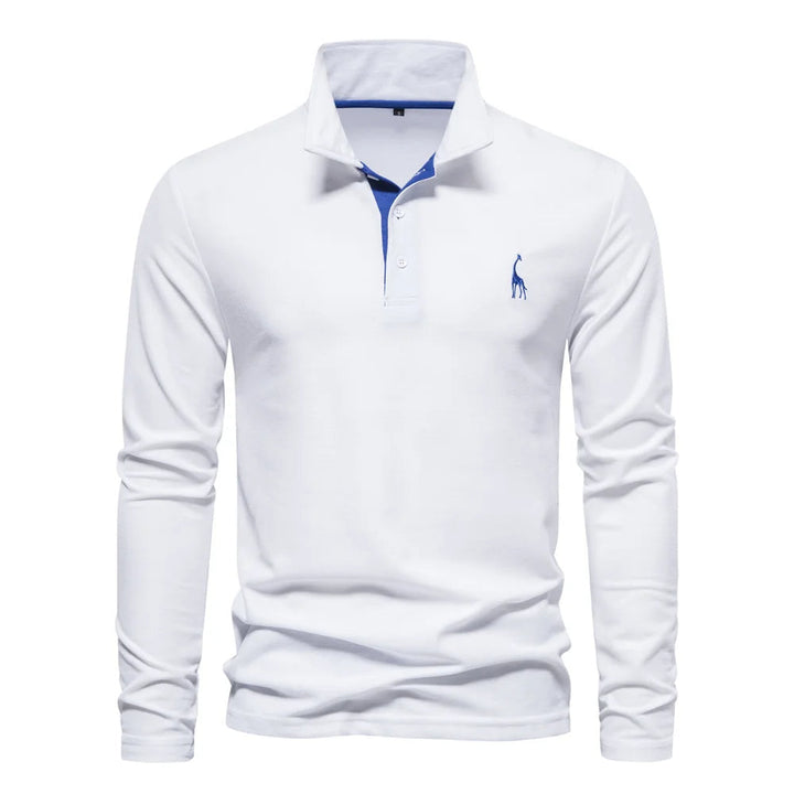 "Eleganter Herren Polo Pullover in Blau, Grau oder Grün, Langarm, hochwertiger Stoff, stilvolles und komfortables Design."