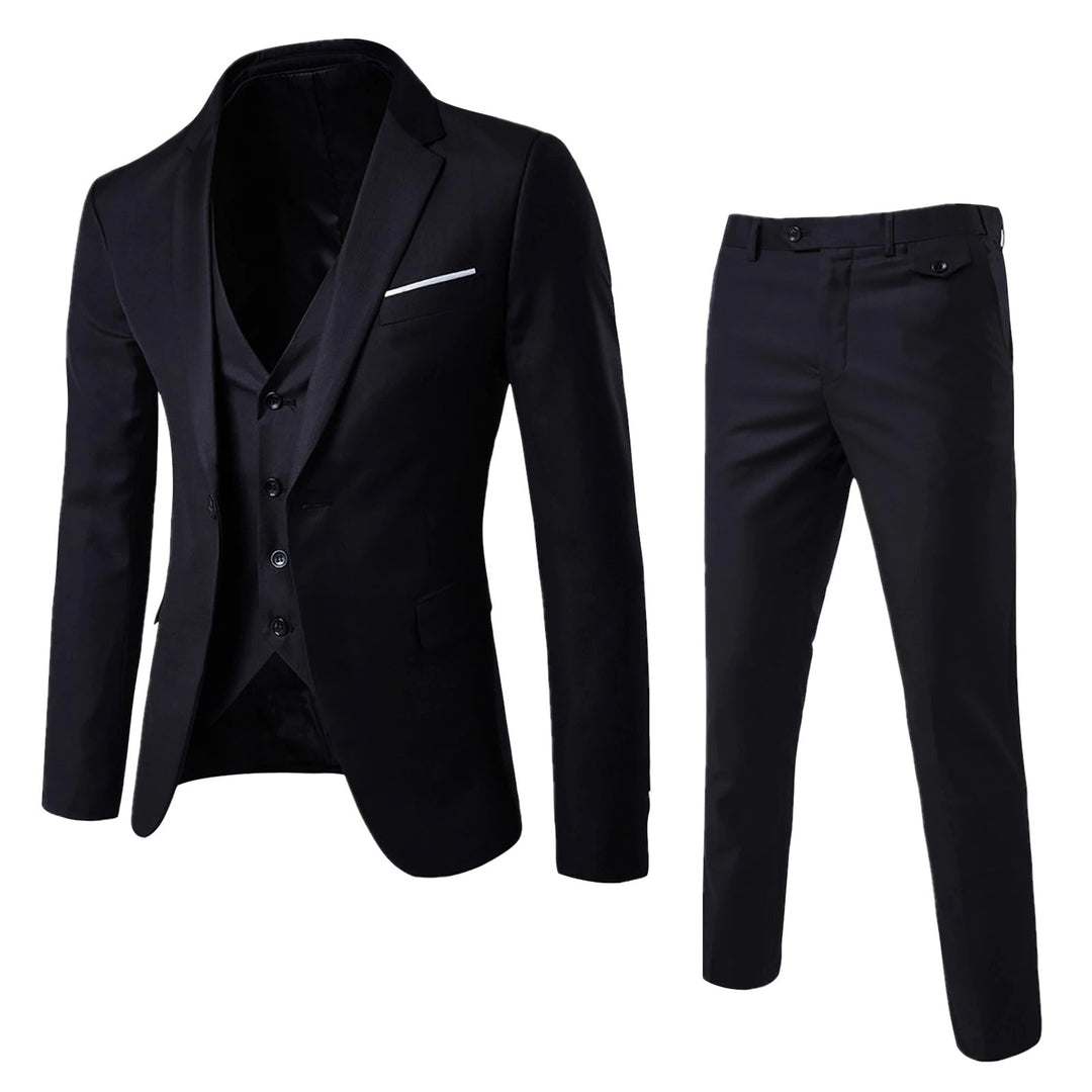 Eleganter Herren Slim-Fit-Anzug, 3-teilig, in vielfältigen Farben, ideal für Business und Hochzeiten, betont Silhouette.