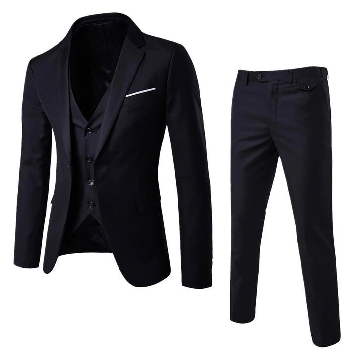 Eleganter Herren Slim-Fit-Anzug, 3-teilig, in vielfältigen Farben, ideal für Business und Hochzeiten, betont Silhouette.