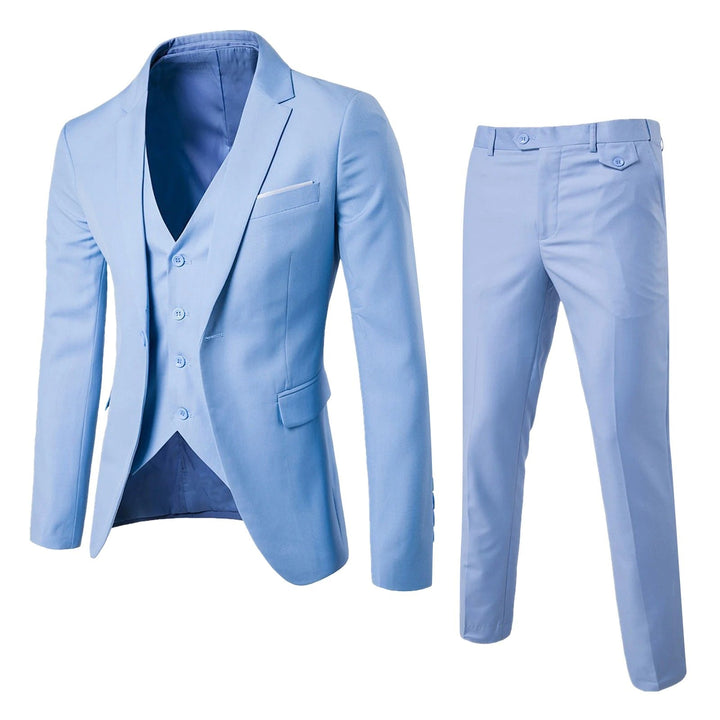 Eleganter Herren Slim-Fit-Anzug, 3-teilig, in vielfältigen Farben, ideal für Business und Hochzeiten, betont Silhouette.
