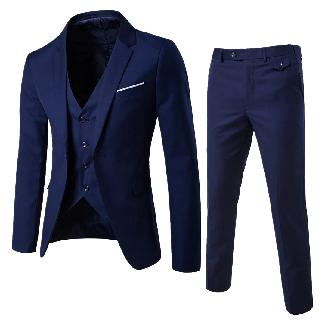 Eleganter Herren Slim-Fit-Anzug, 3-teilig, in vielfältigen Farben, ideal für Business und Hochzeiten, betont Silhouette.