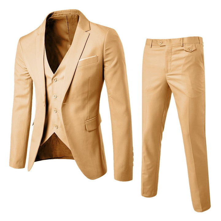 Eleganter Herren Slim-Fit-Anzug, 3-teilig, in vielfältigen Farben, ideal für Business und Hochzeiten, betont Silhouette.
