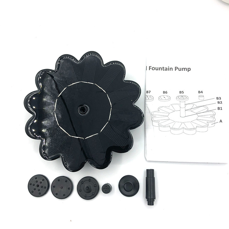 "Eleganter solarbetriebener Gartenbrunnen mit Blumen-Design, umweltfreundliche sprudelnde Wasserfontäne für Außenbereiche."