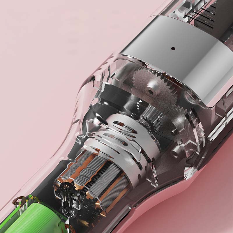 "Eleganter tragbarer kabelloser Haarschneider mit blauem Licht, Doppelklingen und ergonomischem Design für präzises Styling."