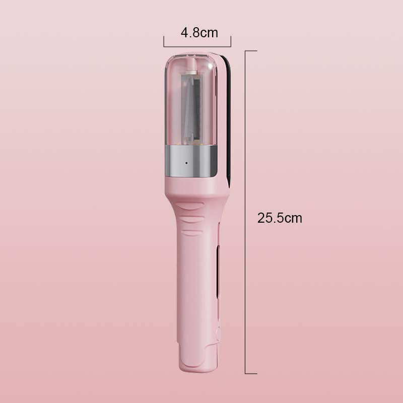 "Eleganter tragbarer kabelloser Haarschneider mit blauem Licht, Doppelklingen und ergonomischem Design für präzises Styling."