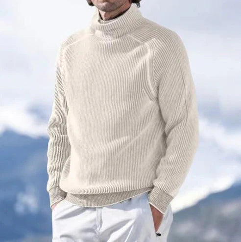 Eleganter wasserdichter Herren-Kaschmir-Rollkragenpullover, grau, weich und warm, ideal für Herbst- und Wintertage.