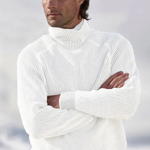 Eleganter wasserdichter Herren-Kaschmir-Rollkragenpullover, grau, weich und warm, ideal für Herbst- und Wintertage.