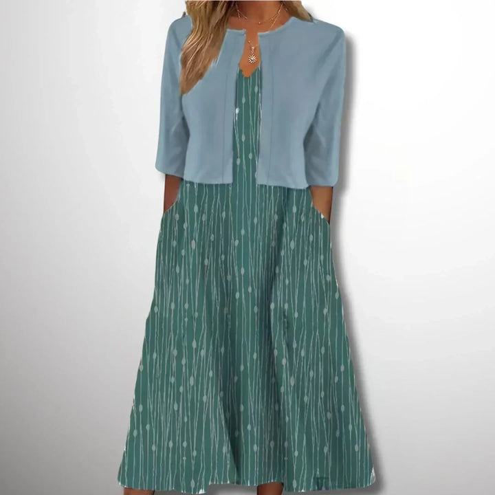 "Elegantes 2-teiliges Damenkleid in schmeichelhaftem Schnitt, luxuriöser Stoff, ideal für zeitlose Eleganz bei jedem Anlass."