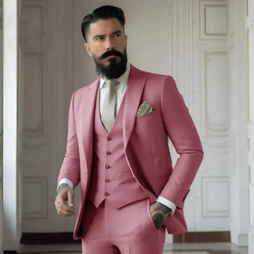 Elegantes 3-teiliges Herren Anzug Set für Hochzeiten; Sakko, Weste und Hose in modernem Schnitt; ideal für feierliche Anlässe