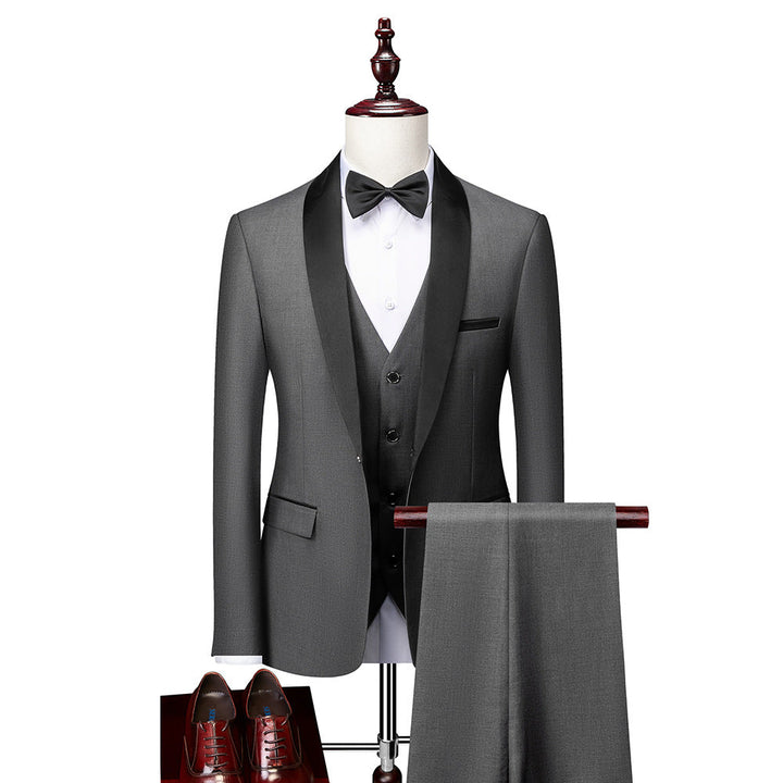 Elegantes 3-teiliges Herrenanzug-Set Slim Fit, einreihiger Blazer, Weste, Hose, aus hochwertiger Wolle, ideal für Anlässe.