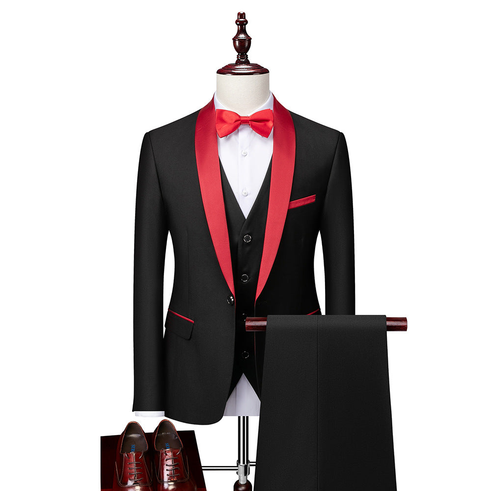 Elegantes 3-teiliges Herrenanzug-Set Slim Fit, einreihiger Blazer, Weste, Hose, aus hochwertiger Wolle, ideal für Anlässe.