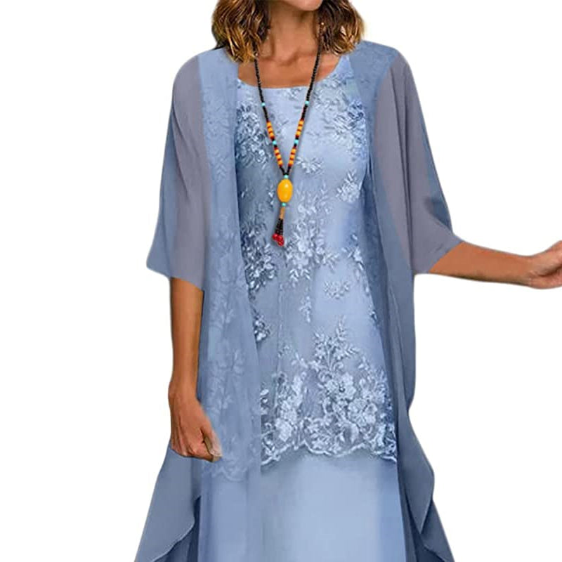 Elegantes Chiffonkleid für Damen, luxuriös und vielseitig, knielang, schmeichelnde Silhouette, ideal für formelle Anlässe.