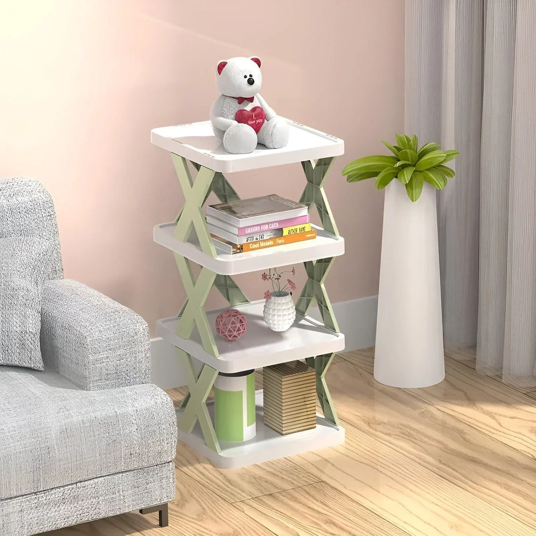 "Elegantes faltbares Schuhregal, platzsparend und multifunktional, perfekt für kleine Räume und Flure in modernem Design."