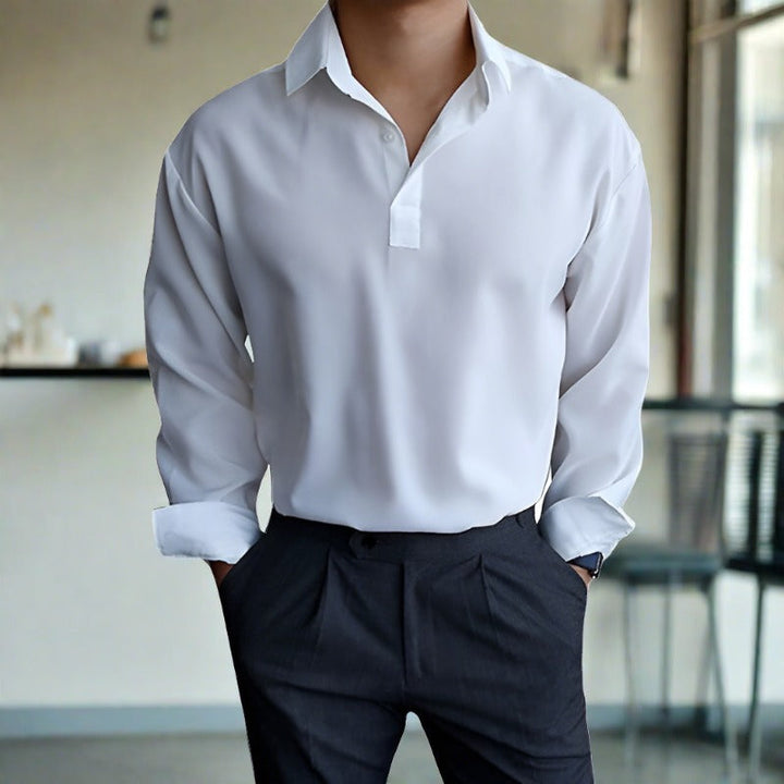 "Elegantes Herren Langarm-Polo aus Baumwolle, vielseitig und bequem, in verschiedenen Farben verfügbar."