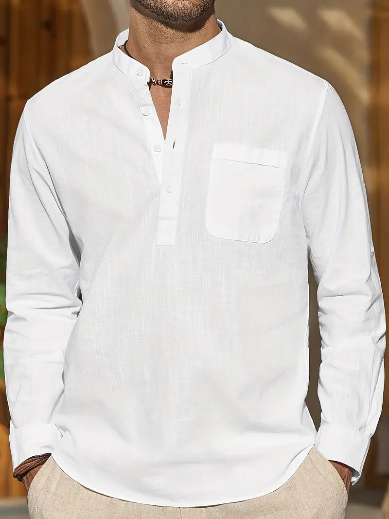 Elegantes Herren Leinenhemd, atmungsaktiv, komfortabel, mit stilvollem Schnitt und aus hochwertigem Leinen für Sommertragekom