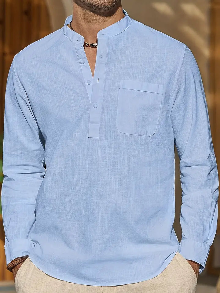 Elegantes Herren Leinenhemd, atmungsaktiv, komfortabel, mit stilvollem Schnitt und aus hochwertigem Leinen für Sommertragekom