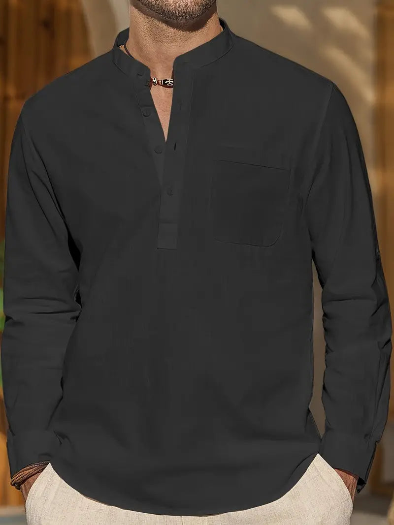 Elegantes Herren Leinenhemd, atmungsaktiv, komfortabel, mit stilvollem Schnitt und aus hochwertigem Leinen für Sommertragekom