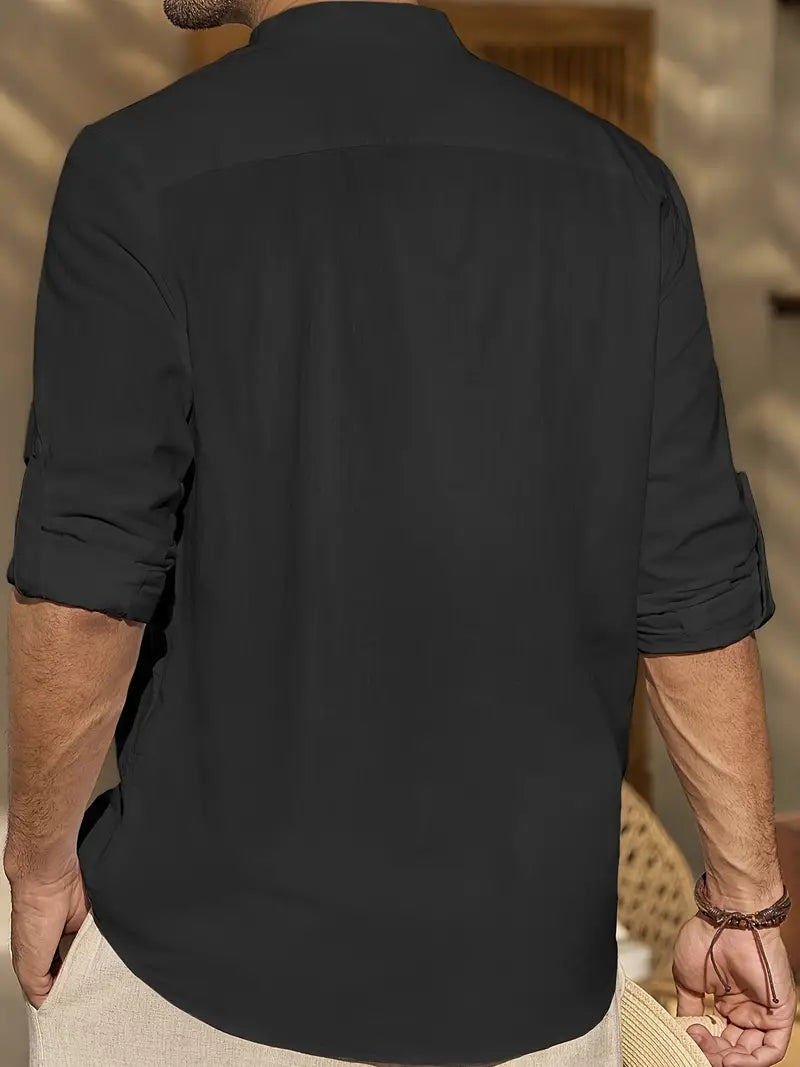 Elegantes Herren Leinenhemd, atmungsaktiv, komfortabel, mit stilvollem Schnitt und aus hochwertigem Leinen für Sommertragekom