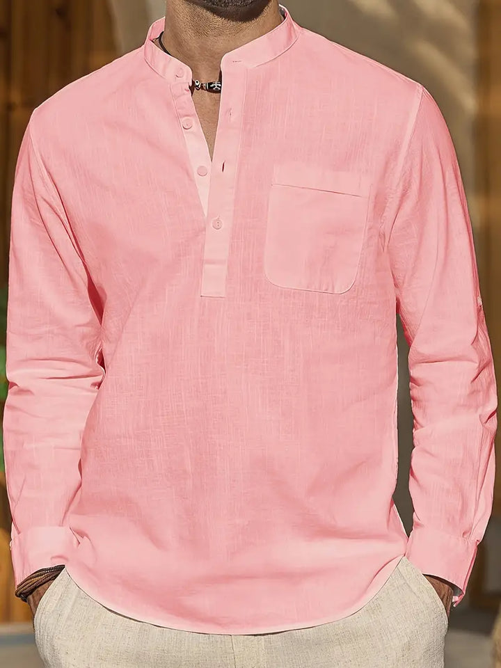 Elegantes Herren Leinenhemd, atmungsaktiv, komfortabel, mit stilvollem Schnitt und aus hochwertigem Leinen für Sommertragekom