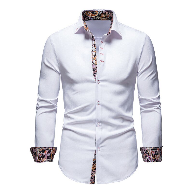 "Elegantes Herren-Paisley-Hemd mit langen Ärmeln, perfekt für smart-casual Look in verschiedenen Farben."