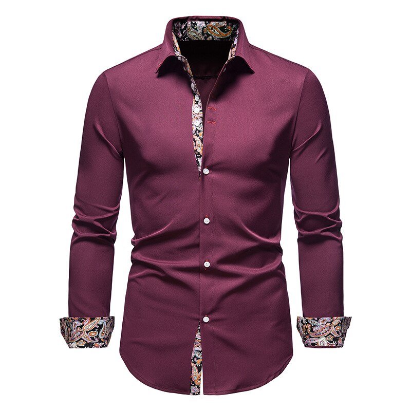 "Elegantes Herren-Paisley-Hemd mit langen Ärmeln, perfekt für smart-casual Look in verschiedenen Farben."