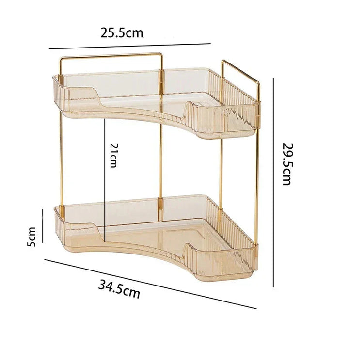 "Elegantes Metall-Eckregal mit minimalistischer Ästhetik, ideal zur stilvollen Aufbewahrung und Raumnutzung in kleinen Ecken.