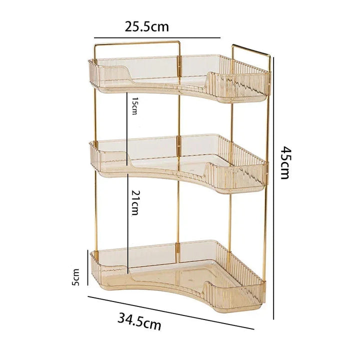 "Elegantes Metall-Eckregal mit minimalistischer Ästhetik, ideal zur stilvollen Aufbewahrung und Raumnutzung in kleinen Ecken.