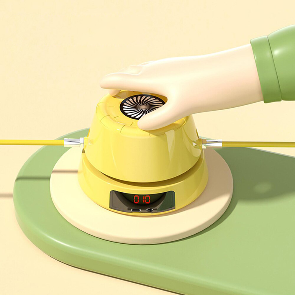 "Elektrische Springseilmaschine mit Bluetooth, verstellbare Geschwindigkeit, gelbes tragbares Design, Fitness-Training"