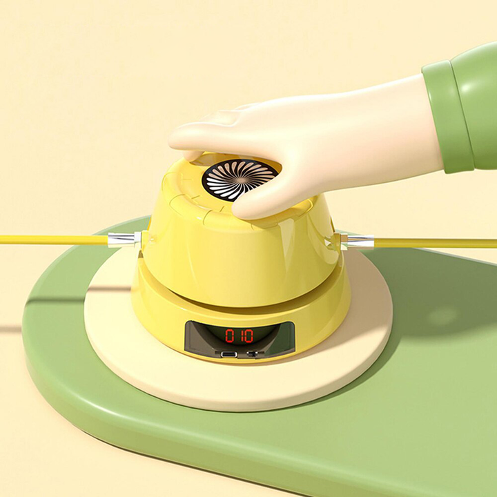 "Elektrische Springseilmaschine mit Bluetooth, verstellbare Geschwindigkeit, gelbes tragbares Design, Fitness-Training"