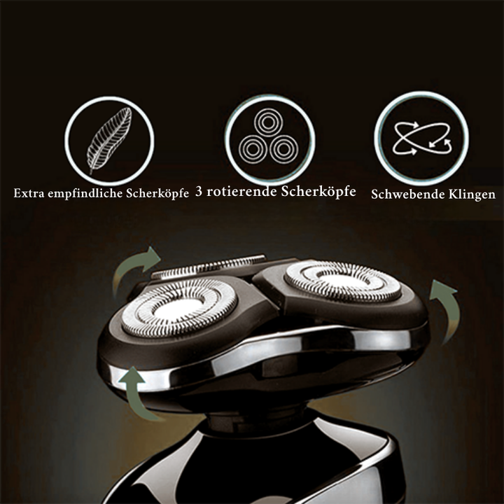 Elektrischer Z-Serie Rasierer, schwarz-silber, wasserdicht, ergonomisch, für Nass- und Trockenrasur, hautfreundlich.