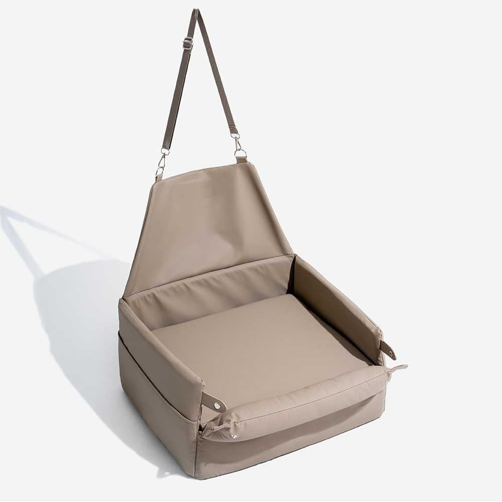Pet supplies: Elevated faux leather dog car seat booster, ideal for small dog travel.