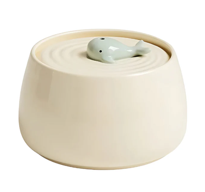 Wooden elevated pet dining station with two removable ceramic bowls, ideal for small to medium dogs and cats.