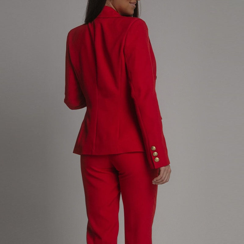 "Elisea Damen Blazer Set, elegant mit zeitlosem Schnitt; grauer Blazer und Hose, perfekte Wahl für Sommeranlässe."