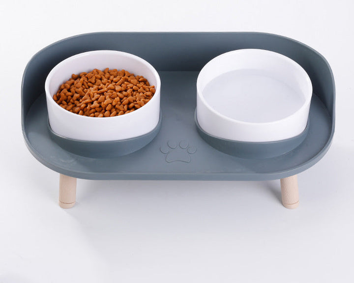 Side view of ergonomic elevated pet food bowls, ideal for small and medium dogs and cats