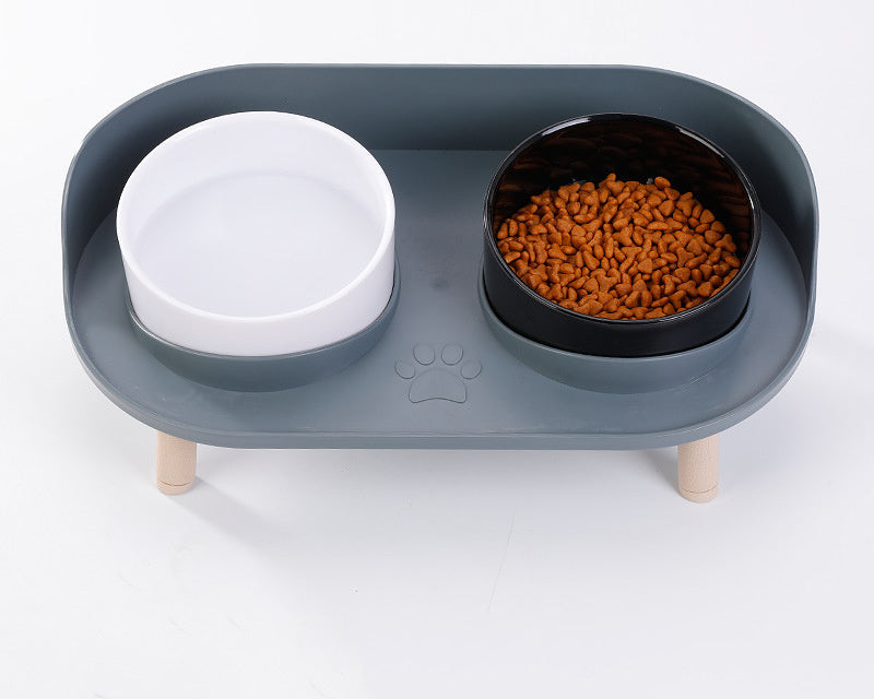 Easy-clean elevated pet bowls, a double feeder solution for both cat food and dog water
