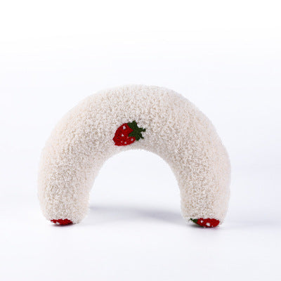 Supportive U-shaped pet pillow, a calming mohair bed designed for maximum pet comfort and relaxation