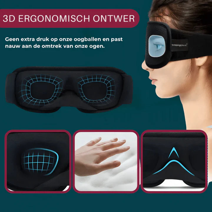 "Ergonomische 3D-Schlafmaske, passt sich optimal an, bietet Komfort und Dunkelheit, ideal für Reisen und zu Hause."
