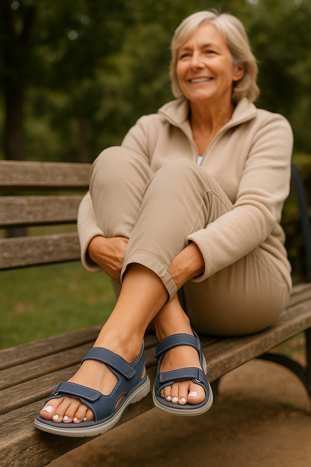 "Ergonomische beige Damensandalen mit anatomischem Fußbett, luftigem Design und flexiblen Riemen für optimalen Komfort"