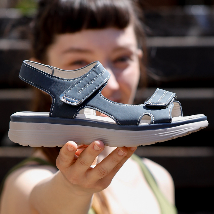 Ergonomische Damen-Sandalen mit gepolsterter Innensohle, rutschfester Sohle, schwarzem Design, ideal für Komfort und Gesundhe