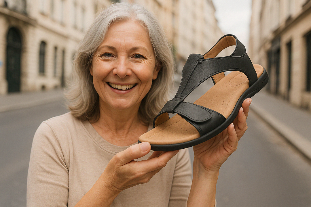 Ergonomische Damensandalen mit orthopädischem Fußbett und rutschfester Sohle, ideal für schmerzlindernden Komfort.