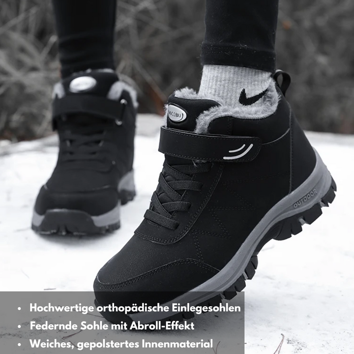 "Ergonomische Frauen-Klettverschluss-Stiefel in Pink mit breitem Zehenbereich und rutschfester Sohle für optimalen Komfort."