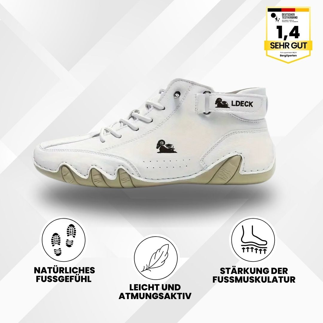 "Ergonomische Hallux Valgus Leder-Barfußschuhe in Braun, ideal für Schmerzfreiheit dank breitem Zehenraum und druckfreier Pas