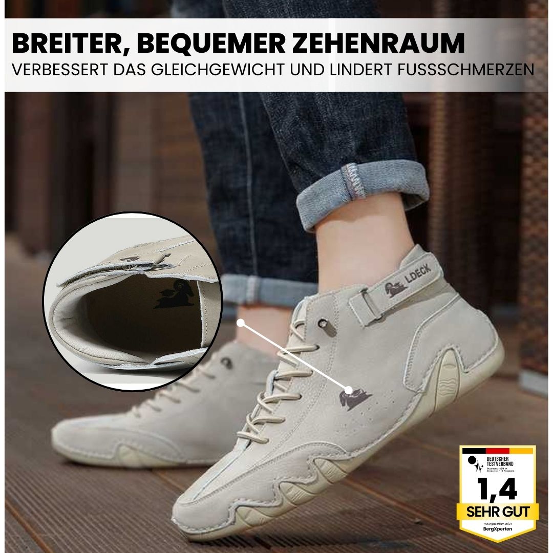 "Ergonomische Hallux Valgus Leder-Barfußschuhe in Braun, ideal für Schmerzfreiheit dank breitem Zehenraum und druckfreier Pas