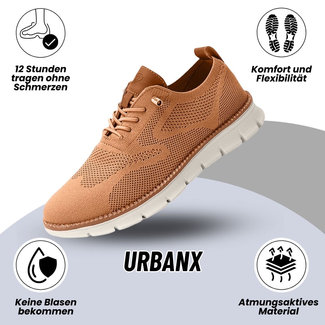 Ergonomische Herrenschuhe aus atmungsaktivem Strick, sportliche flexible Sohle, breite Zehenbox, braun, ideal für Alltag.