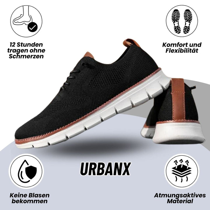 Ergonomische Herrenschuhe aus atmungsaktivem Strick, sportliche flexible Sohle, breite Zehenbox, braun, ideal für Alltag.