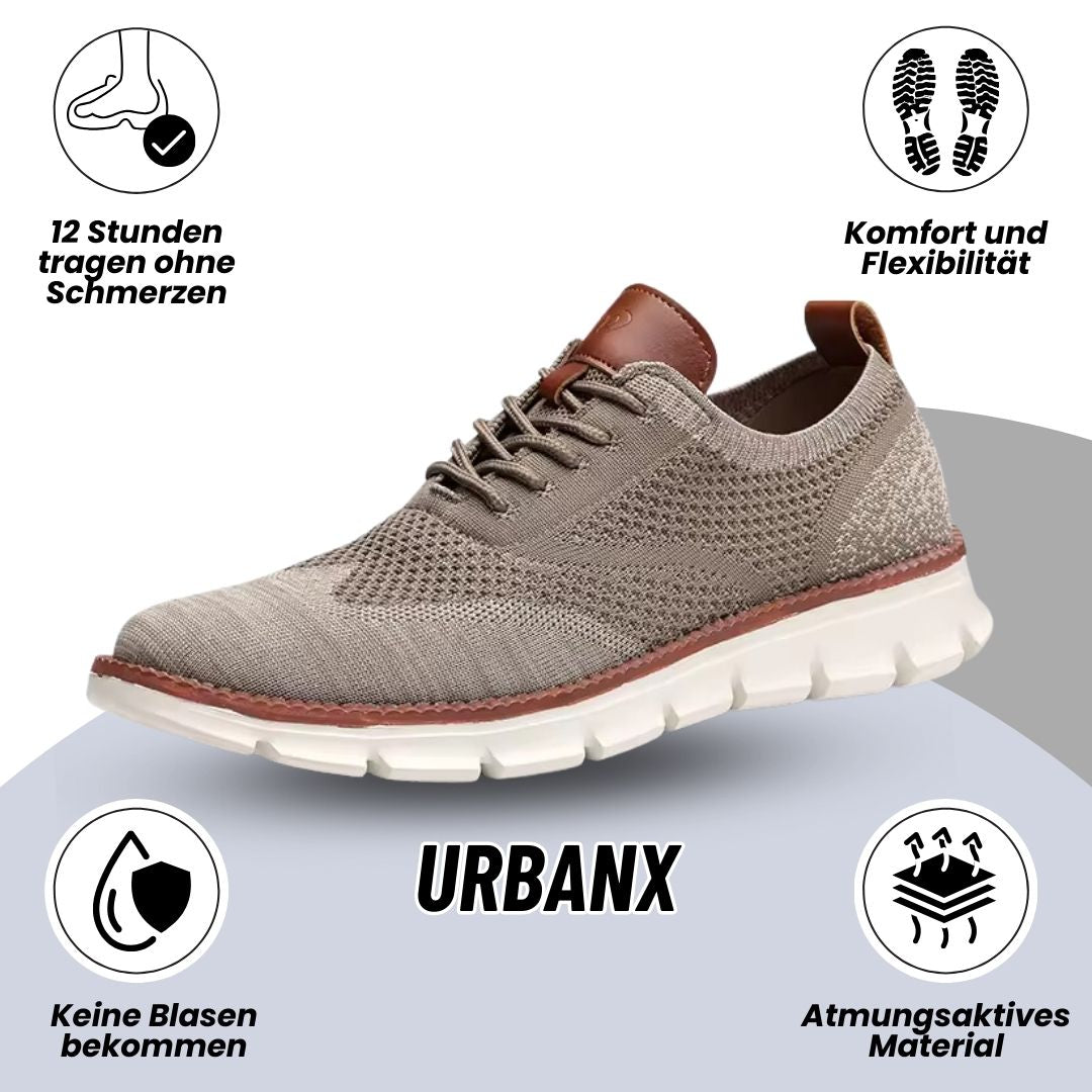 Ergonomische Herrenschuhe aus atmungsaktivem Strick, sportliche flexible Sohle, breite Zehenbox, braun, ideal für Alltag.
