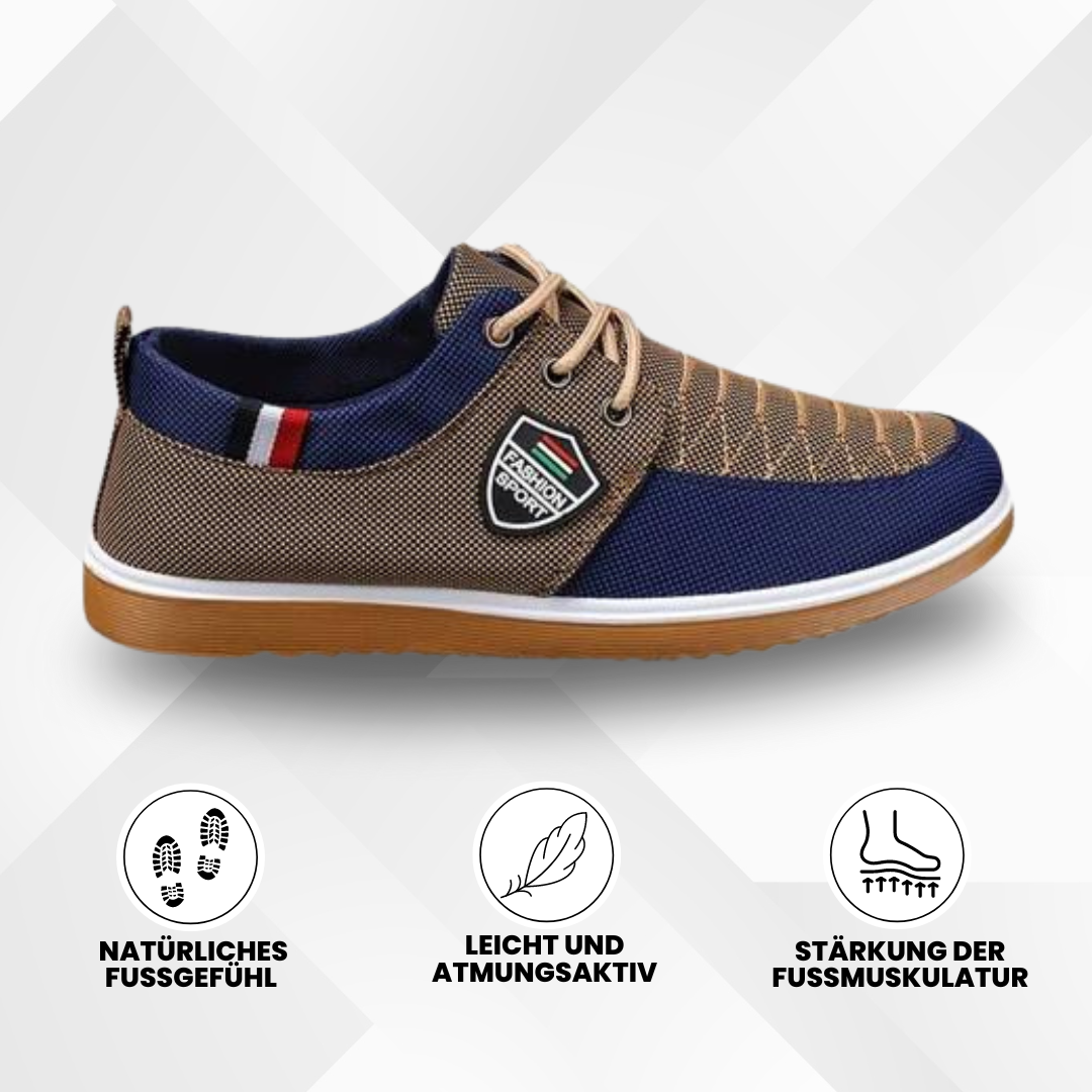 "Ergonomische Herrenschuhe mit rutschfester Sohle, breite Zehenbox, atmungsaktiv, ideal für Fußkomfort und Balance"