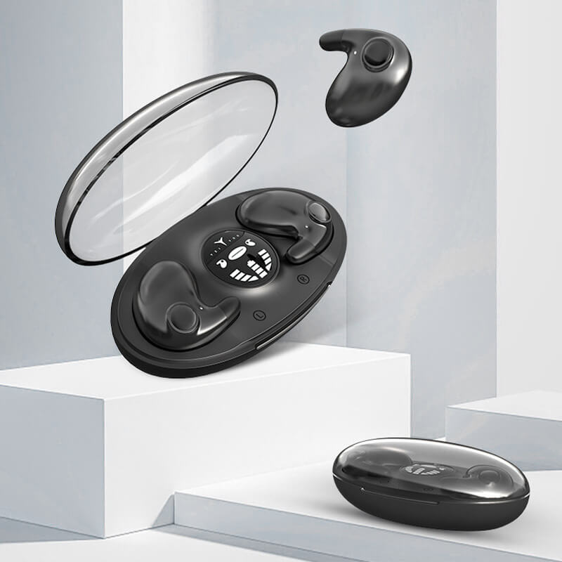 Ergonomische kabellose Bluetooth-Kopfhörer, IPX5 wasserdicht, mit weichen Ohrstöpseln und stilvollem Design.