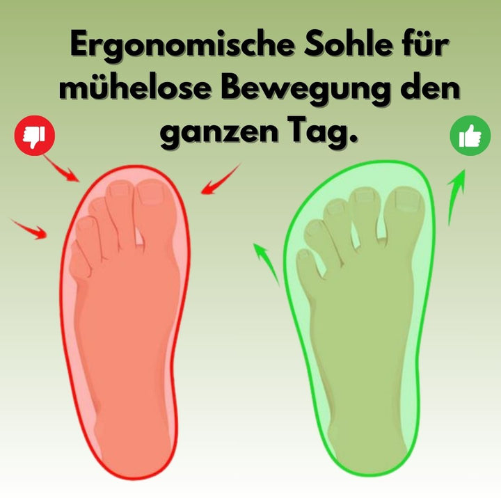 Ergonomische Komfortschuhe, blaue Akzente, atmungsaktives Material, breite Zehenpartie, ideal für Bewegung und Alltag.